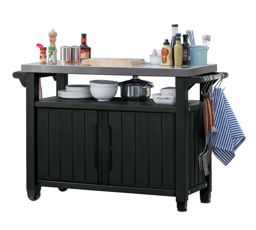 Bbq Storage Table Prep Station Metal, Outdoor Grill Prep Table With Storage