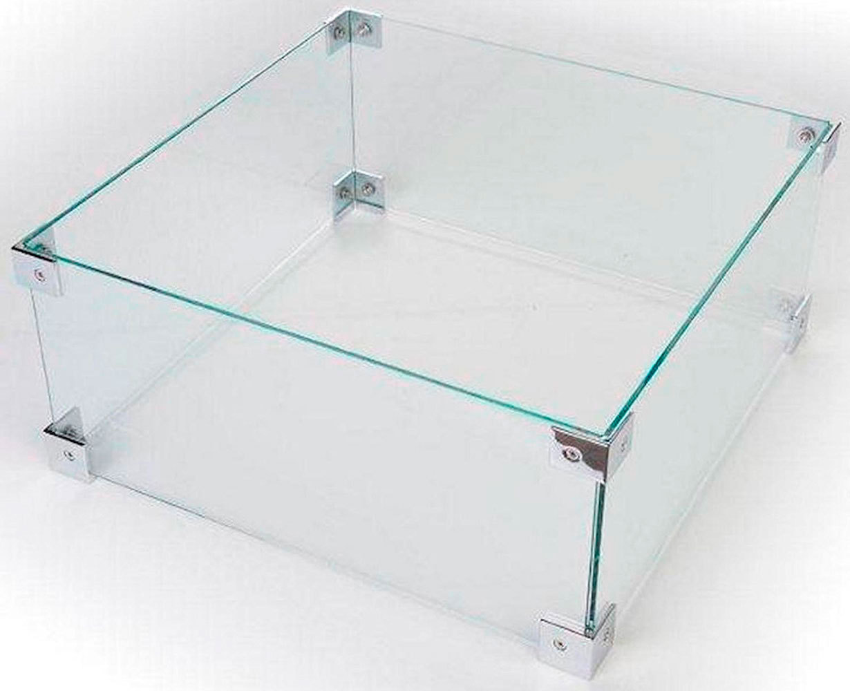 Glass Screen Kit For Small Square Gas, Tripod Crystal Fire Pit