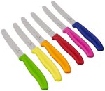 Colorido juego de cuchillos para tomate y de mesa