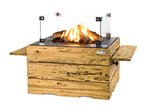 Rectangular Driftwood Gas Firepit Teak Table