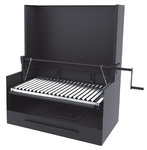 Charcoal & Wood Barbecue 60 cm with Windscreen & Elevator