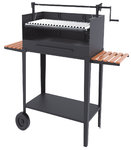 Charcoal & Wood Barbecue 60 cm with Elevator & Cart