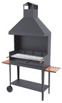 Charcoal & Wood Barbecue 100 cm with Chimney & Cart