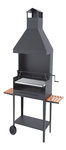 Charcoal & Wood Barbecue 60 cm with Chimney, Elevator & Cart