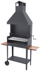 Charcoal & Wood Barbecue 80 cm with Chimney, Elevator & Cart