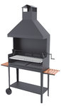 Charcoal & Wood Barbecue 100 cm with Chimney, Elevator & Cart